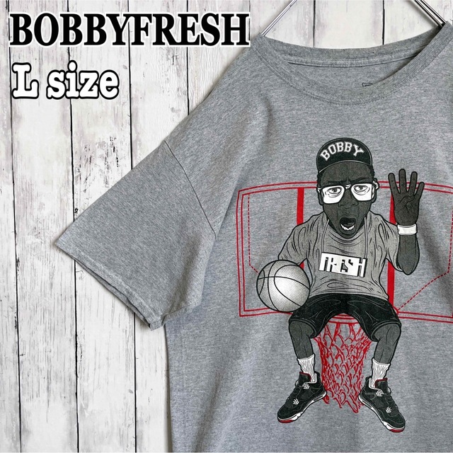 BOBBYFRESH バスケ イラスト 両面プリント tシャツ グレー 海外古着 メンズのトップス(Tシャツ/カットソー(半袖/袖なし))の商品写真