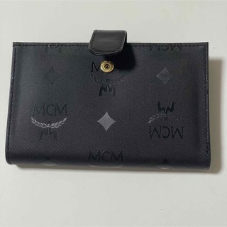 MCM - 希少　未使用　MCM エムシーエム 折財布 がま口 ナイロン ロゴ総柄 ブラック
