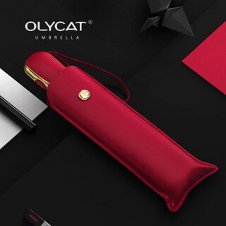 折りたたみ傘 Olycat 晴雨兼用　UPF+50 防水 ワンタッチ　赤レッド(傘)