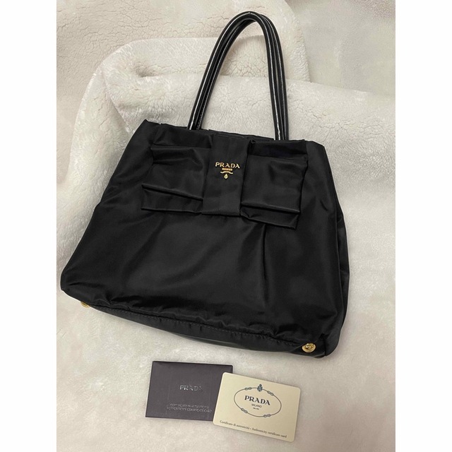 新品 プラダ PRADA トートバッグ テスート フィオッコ ネロ