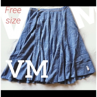 超美品 VM ヴーム☆軽やかシャンブレー ラップスカート(ひざ丈スカート)
