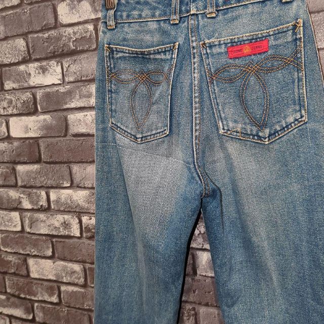 90s イタリア　 leonejeansデニム ストレート ヒゲ　刺繍　刻印 8