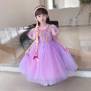 プリンセス ラプンツェル ドレス コスプレ キッズ 可愛い 子供(ワンピース)