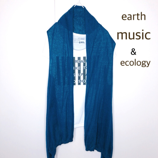 earth music & ecology(アースミュージックアンドエコロジー)のネイビー　ベスト　レディース　アシメトリー　シースル レディースのトップス(ベスト/ジレ)の商品写真