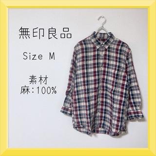 ムジルシリョウヒン(MUJI (無印良品))のチェックシャツ 麻100%(シャツ/ブラウス(長袖/七分))