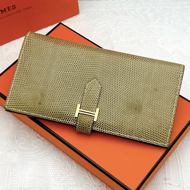 今日の超目玉】 Hermes - エルメス 長財布 ベアン クラシック リザード