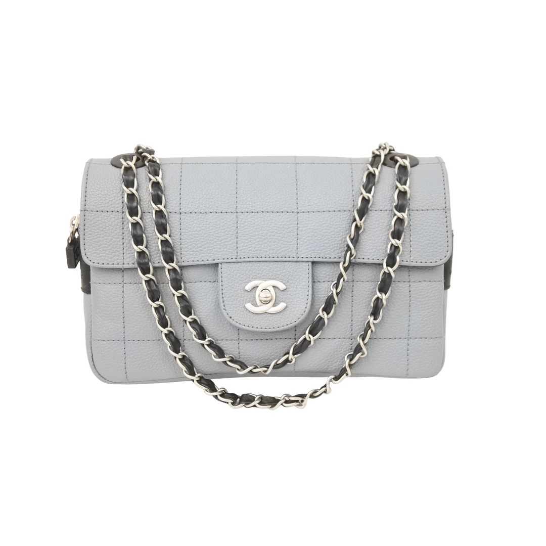 極美品 CHANEL シャネル スポーツライン ショルダーバッグ マトラッセ キャビアスキン 8番台 グレー シルバー金具  50105開閉式