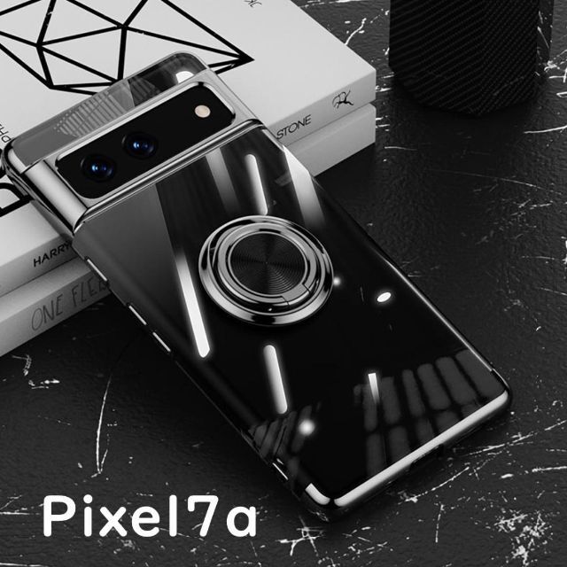 Google Pixel(グーグルピクセル)のPixel 7a ケース 透明 TPU リング ブラック スマホ/家電/カメラのスマホアクセサリー(Androidケース)の商品写真