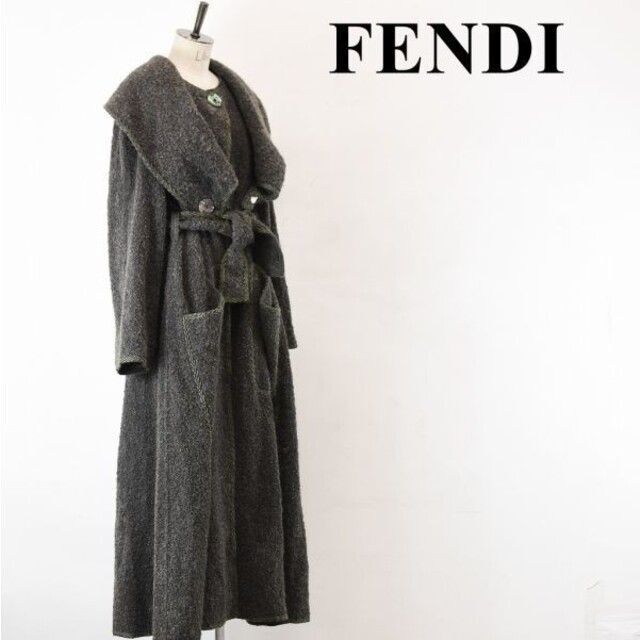 AL AT0008 高級 FENDI フェンディ ツィード ロング コート62着丈