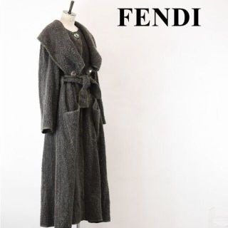 AL AT0008 高級 FENDI フェンディ ツィード ロング コート