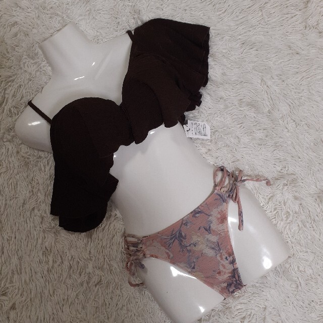 未使用 rienda リエンダ 水着 ビキニ アシメ 花柄 セットアップ - 水着