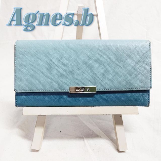 箱付き ほぼ未使用 アニエスベー agnesb 長財布 バイカラー サフィアーノ