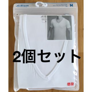 ユニクロ(UNIQLO)の☆新品未使用☆ ユニクロエアリズムvネックT半袖ホワイトm(Tシャツ/カットソー(半袖/袖なし))