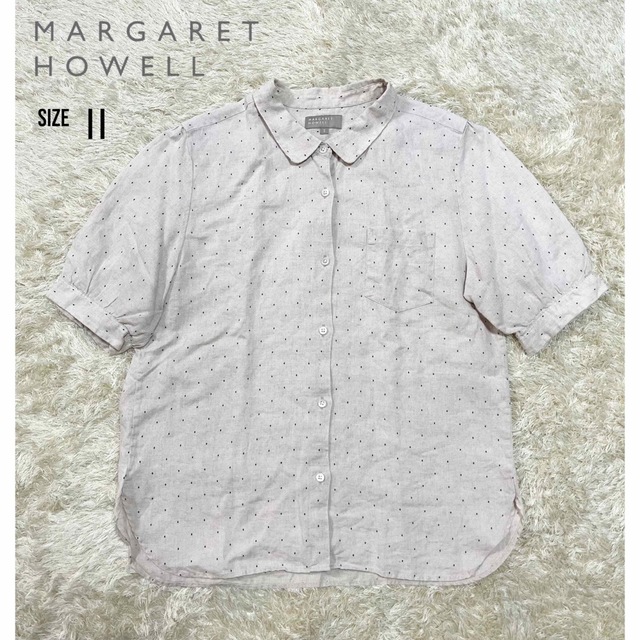 MARGARET HOWELL(マーガレットハウエル)の★美品★ MARGARET HOWELL マーガレットハウエル　麻　ドット　半袖 レディースのトップス(シャツ/ブラウス(半袖/袖なし))の商品写真