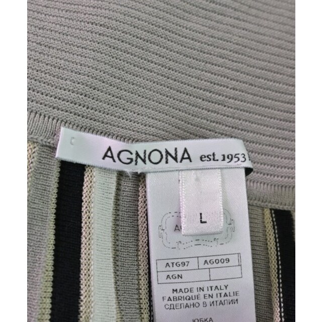 Agnona(アニオナ)のAGNONA ロング・マキシ丈スカート L グレーx黒x白等(ストライプ) 【古着】【中古】 レディースのスカート(ロングスカート)の商品写真