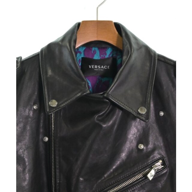 VERSACE(ヴェルサーチ)のVERSACE ヴェルサーチ ライダース 48(L位) 黒 【古着】【中古】 メンズのジャケット/アウター(ライダースジャケット)の商品写真