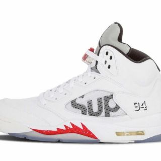 シュプリーム(Supreme)のAIR JORDAN 5 RETRO SUPREME 28.5 ホワイトNIKE(スニーカー)