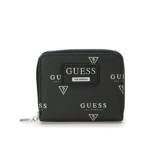 ゲス(GUESS)のGUESS（ゲス）★ブランドロゴプリント　コンパクト二つ折り財布　ブラック(折り財布)