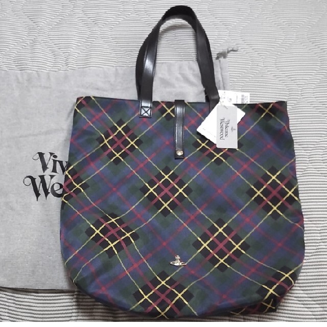 タグ付き新品 Vivienne Westwood オーブ チェック トートバッグ-