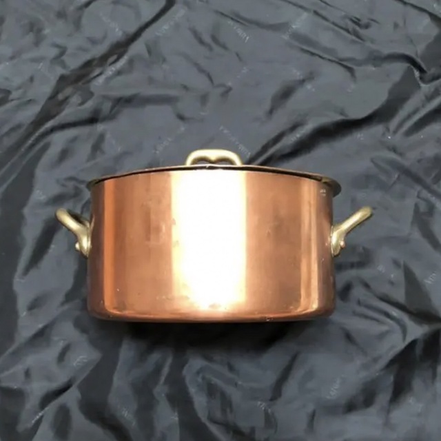 銅製 両手鍋 フタ付き フランス アンティーク