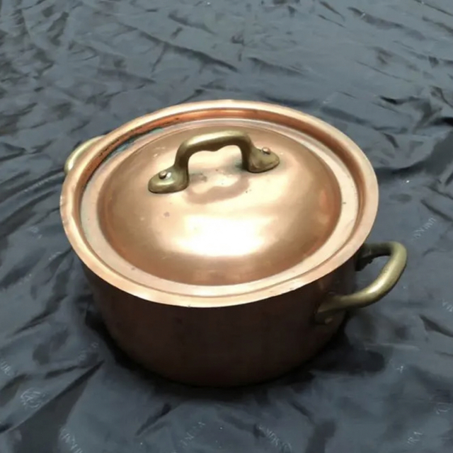 銅製 両手鍋 フタ付き フランス アンティーク | フリマアプリ ラクマ