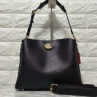 ライトブラウン/ブラック COACH コーチ ショルダーバッグ ウイロー