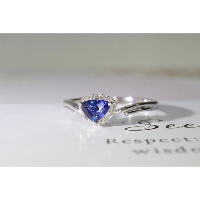 天然 ロイヤルブルーサファイア ダイヤ リング0.48ct k18 f4