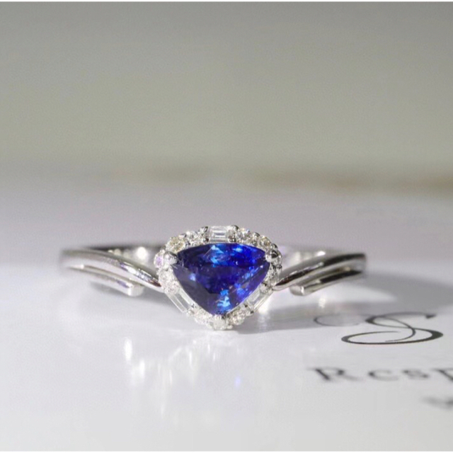 天然 ロイヤルブルーサファイア ダイヤ リング0.48ct k18 f4