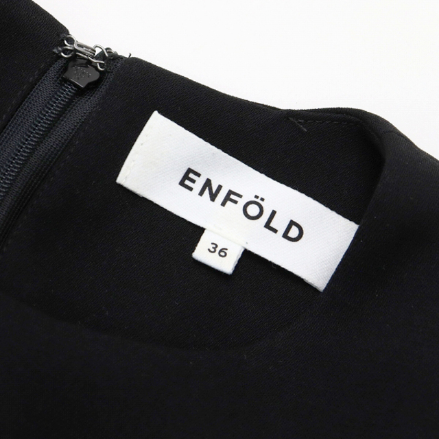 ENFOLD エンフォルド 3008A233-1330 スポンジ ダブルクロス ワイド ボックス ワンピース ブラック系 36