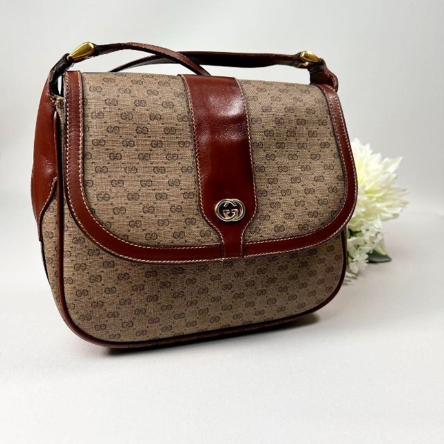 GUCCI マイクロGG ショルダーバッグ ブラウン インターロッキングG