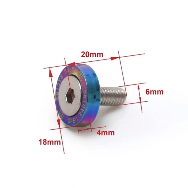 04本 ナンバー　M6六角ボルト アルミワッシャー チタニウムグレー　04 自動車/バイクの自動車(車外アクセサリ)の商品写真