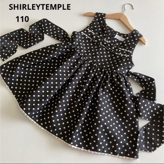シャーリーテンプル(Shirley Temple)のシャーリーテンプル  水玉　フレア　ワンピース　バックリボン　110 メゾピアノ(ワンピース)