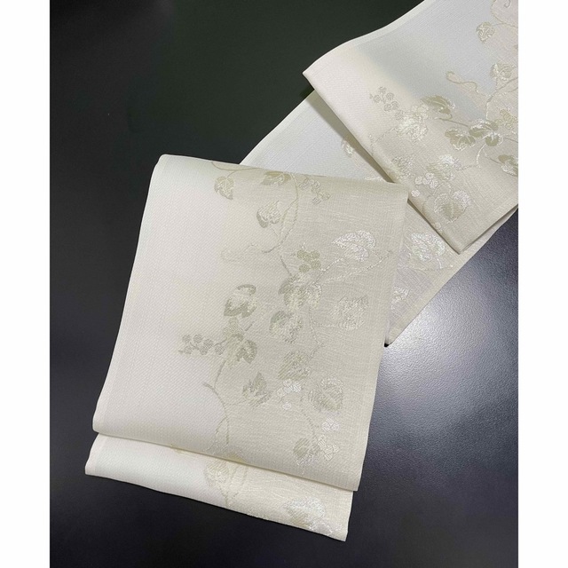 低反発 腰用 お仕立て込み【西陣織手刺繍夏袋帯◇トケイソウ】オフ
