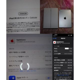 アイパッド(iPad)のiPad第9世代256GBセルラーCellularアップルケアappleCare(タブレット)