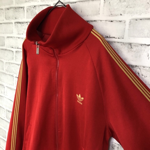 adidas(アディダス)の70s⭐️adidas トラックジャケット L 刺繍トレファイル ビンテージ赤 メンズのトップス(ジャージ)の商品写真