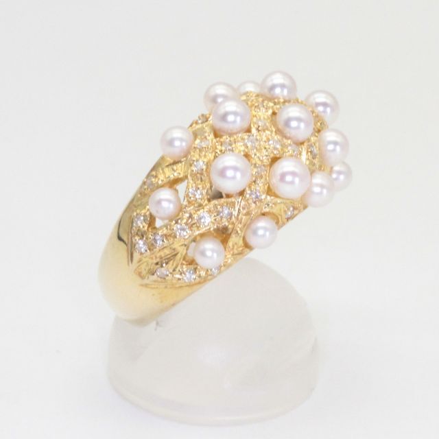 ベビーパール ダイヤモンドリングK18YG/D0.30ct/12.2g【美品】