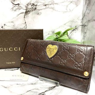 GUCCI シマ ハートロゴ 長財布 4856-