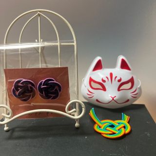 水引ピアス　紺と薄紫(ピアス)