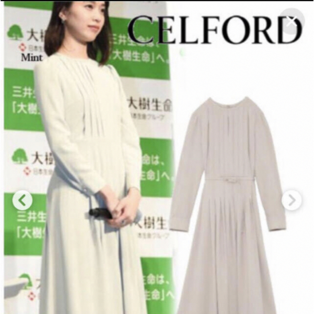 CELFORD(セルフォード)のCELFORD バックサテンタックプリーツワンピース レディースのワンピース(ひざ丈ワンピース)の商品写真