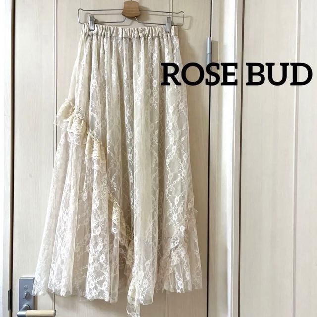 ROSE BUD フレア レースギャザーロングスカート フリーサイズ