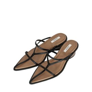 アメリヴィンテージ(Ameri VINTAGE)のAMERI アメリ CORD LEATHER SANDAL 新品 ブラック M(サンダル)