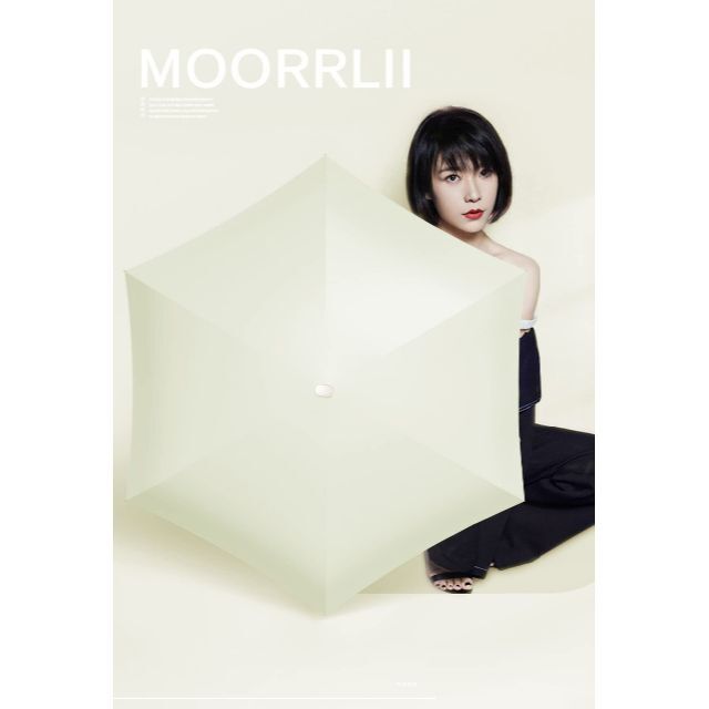 【色: 白(6折)】Moorrlii 日傘 レディース コンパクト 折りたたみ傘 5