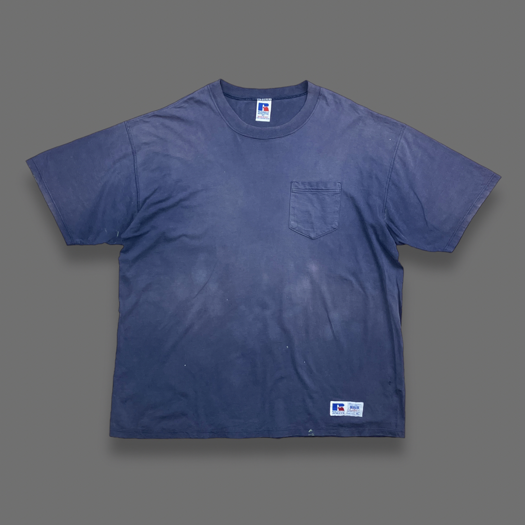 Russell Athletic(ラッセルアスレティック)の90s USA製 ラッセル ハイコットン ヴィンテージポケットTシャツ フェード メンズのトップス(Tシャツ/カットソー(半袖/袖なし))の商品写真