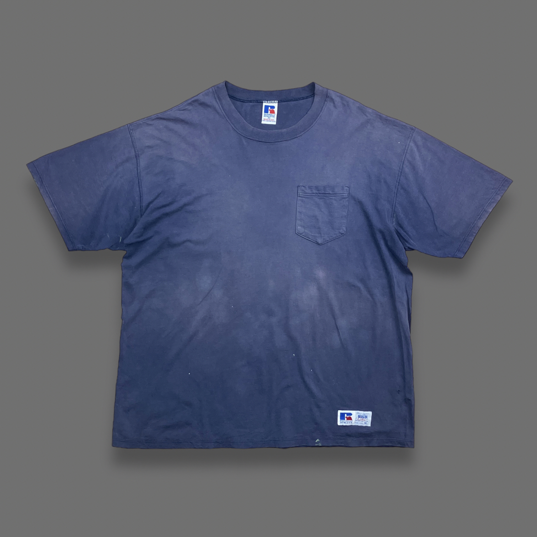 90s USA製 ラッセルアスレティック ポケットTシャツ ボロ フェード