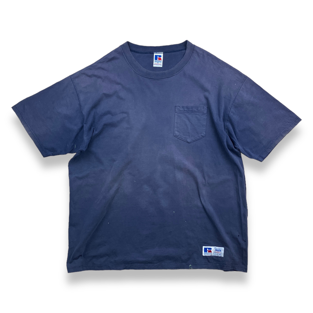 90s USA製 ラッセルアスレティック ポケットTシャツ ボロ フェード