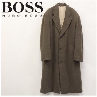 試着品 HUGO BOSS ダブル チェスターコート ヘリンボーン 茶 46 M