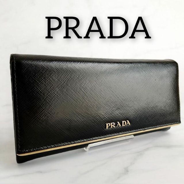 PRADA (プラダ) 長財布 フラップ ブラック | フリマアプリ ラクマ