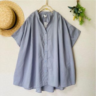 サマンサモスモス(SM2)の新品★サマンサモスモス★blue★たっぷり*ギャザーブラウス*スキッパーシャツ(シャツ/ブラウス(半袖/袖なし))