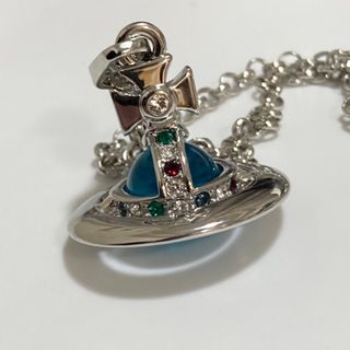 ヴィヴィアンウエストウッド(Vivienne Westwood)のヴィヴィアン　タイニーオーブネックレス　シルバー×ライトブルー　マルチストーン(ネックレス)