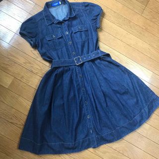 ブルーレーベルクレストブリッジ(BLUE LABEL CRESTBRIDGE)のブルーレーベルワンピースデニム　半袖　ベルト付き(ひざ丈ワンピース)